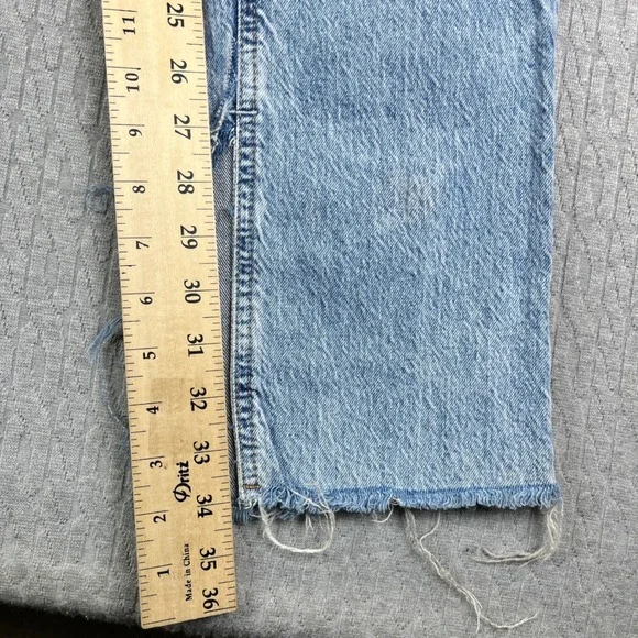 Bootcut ZARA High Rise Flare Jeans Women‎ 25X34 Distressed Split Hem light wash - Picture 5 of 10